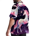 thumbnail image 3 of Starry Unicorn Men's Button Down Spread Collar Casual Printed Short Sleeve Summer Beach Unisex Shirts, 3 of 6