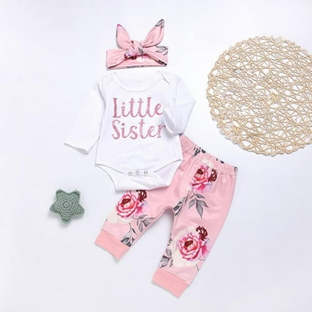 

Leonard 3Pcs/set Autumn Baby Girl Clothes 0-12 Month Baby Girl Clothes 3-6 Month Girl Clothes Long Sleeve Romper Tops Trousers Headband Outfits Set (0-18 Months)