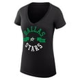 thumbnail image 2 of Women's G-III 4Her by Carl Banks Black Dallas Stars Super-Slim Fit Lightweight City Graphic V-Neck T-Shirt, 2 of 3