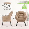 thumbnail image 2 of Magshion Water-resistant Cotton Lazy Chair, Modern Upholstered Single Sofa with Ottoman, Removable Cover Accent Lounge Chair for Living Room, Beige, 2 of 10