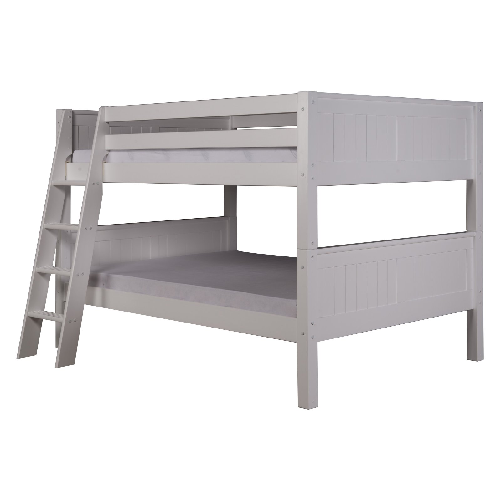 Camaflexi Full over Full Low Bunk Bed Panel Headboard Angle Ladder
