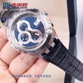 thumbnail image 5 of Correa de reloj de piel de vaca auténtica de 22 mm para la serie de relojes mecánicos Swatch SVG SVGK403 SVGK402 SVGB400 Correa de pulsera negra y azul, 5 of 5