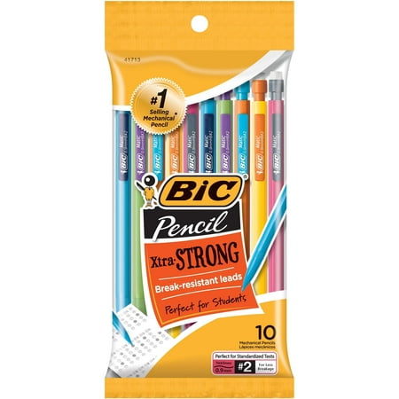 (2 Pack) BIC Xtra-Strong Mechanical Pencil, Colorful Barrel, Thick Point (0.9mm), 10