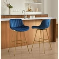 thumbnail image 2 of Art Leon Counter Height Bar Stools, 26" Height Swivel Velvet, Island Stools with Golden Metal Legs, Set of 2, Blue, 2 of 11