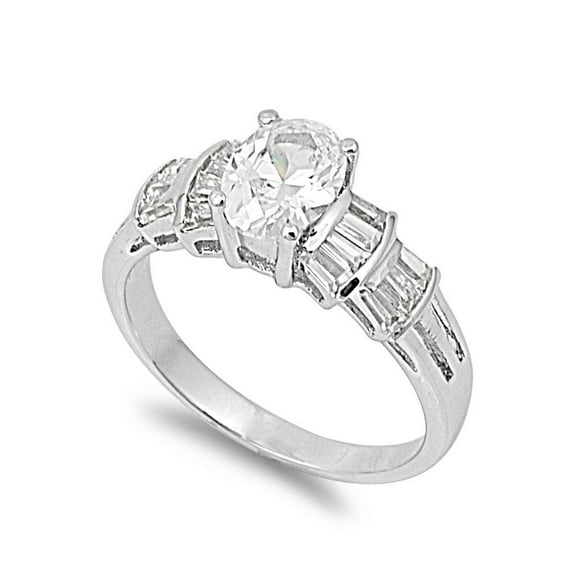 Round Center Engagement Cubic Zirconia Ring Sterling Silver 925