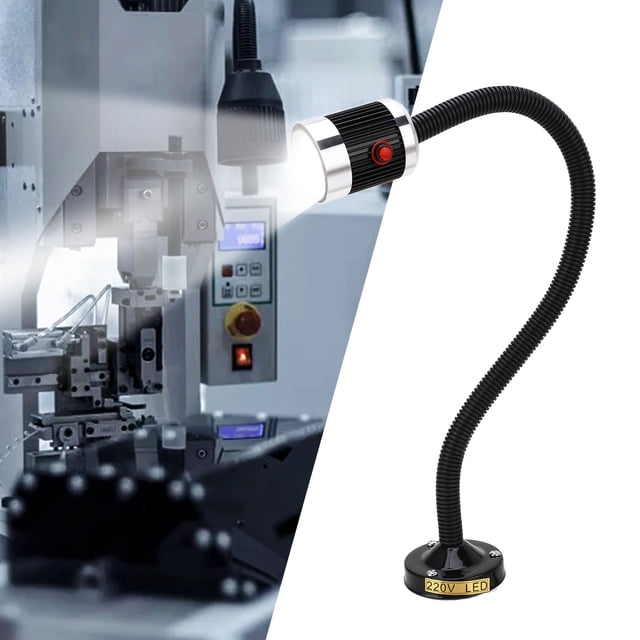 Luz De Cuello De Cisne Con Base Magnética Redonda, Tubo De Cuello Flexible, Práctica Lámpara De Trabajo LED Con Cuello De Cisne AC220V Para Maquinaria