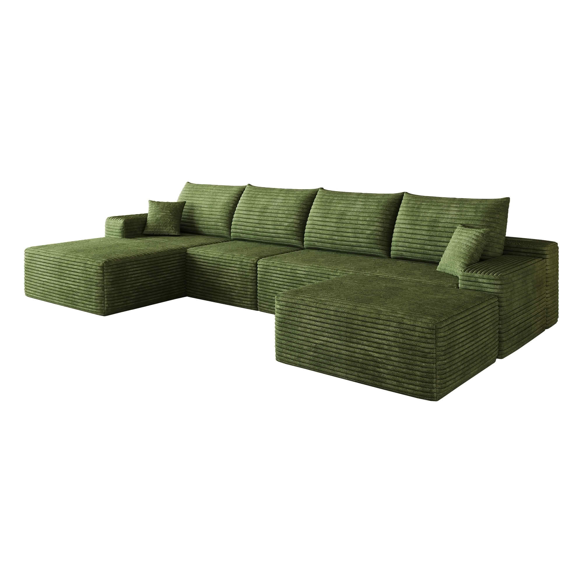MAYEERTY 135 Inch L‑Shape Cloud Sectional Couch with Chaise, Modern Modular Deep‑Seat Sofa, Plush Corduroy Upholstered Couch, No Assembly Required for Living Room Bedroom Apartment