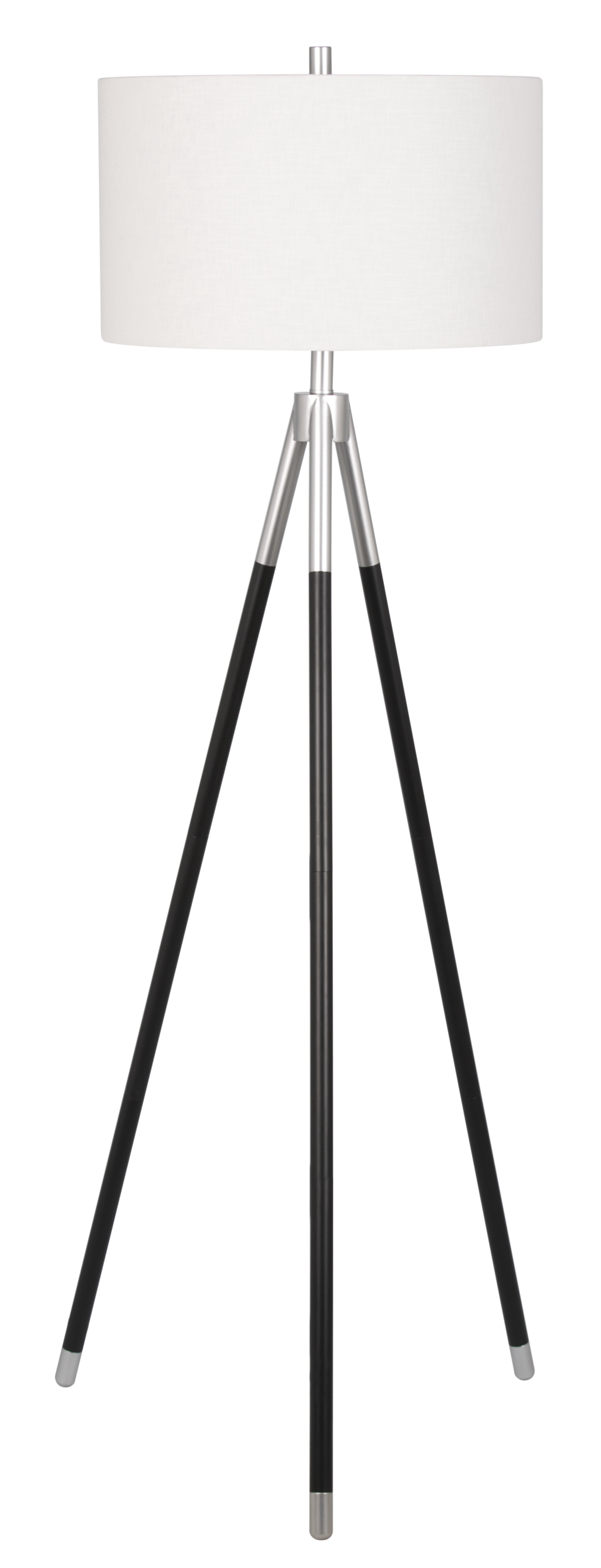 61.5" Black and Silver Iron Metal and Floor Lamp