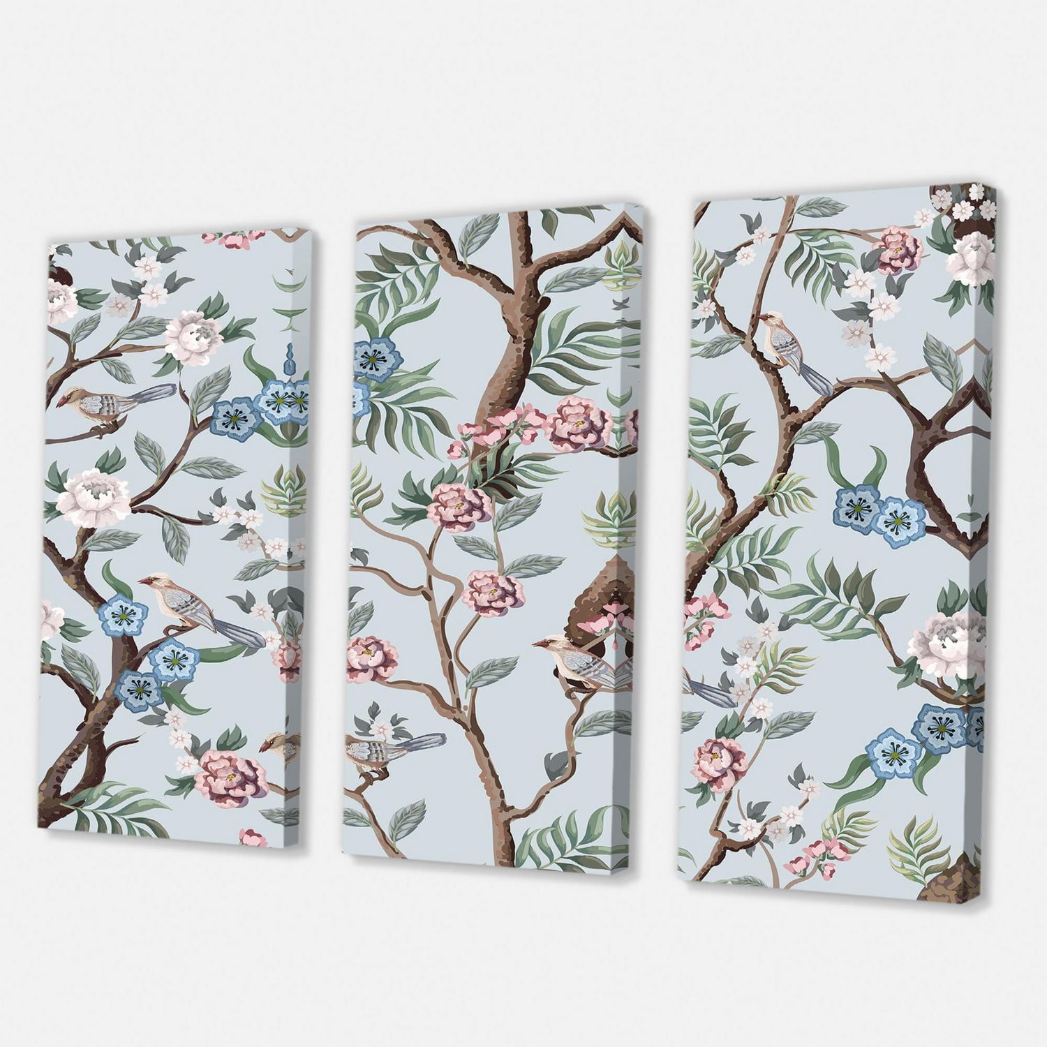 Designart Chinoiserie With Birds and Peonies X Canvas Wall Art