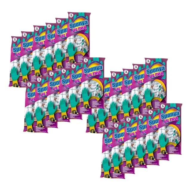 Pack Kit 20 Pares Guantes de Limpieza Sponya Ultra Uso Rudo Tallas Chica Mediana Grande