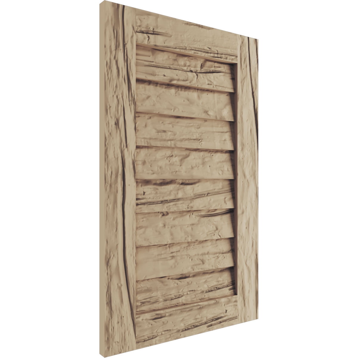 Ekena Millwork 36"W x 18"H Timberthane Riverwood Vertical Faux Wood Non-Functional Gable Vent, Primed Tan
