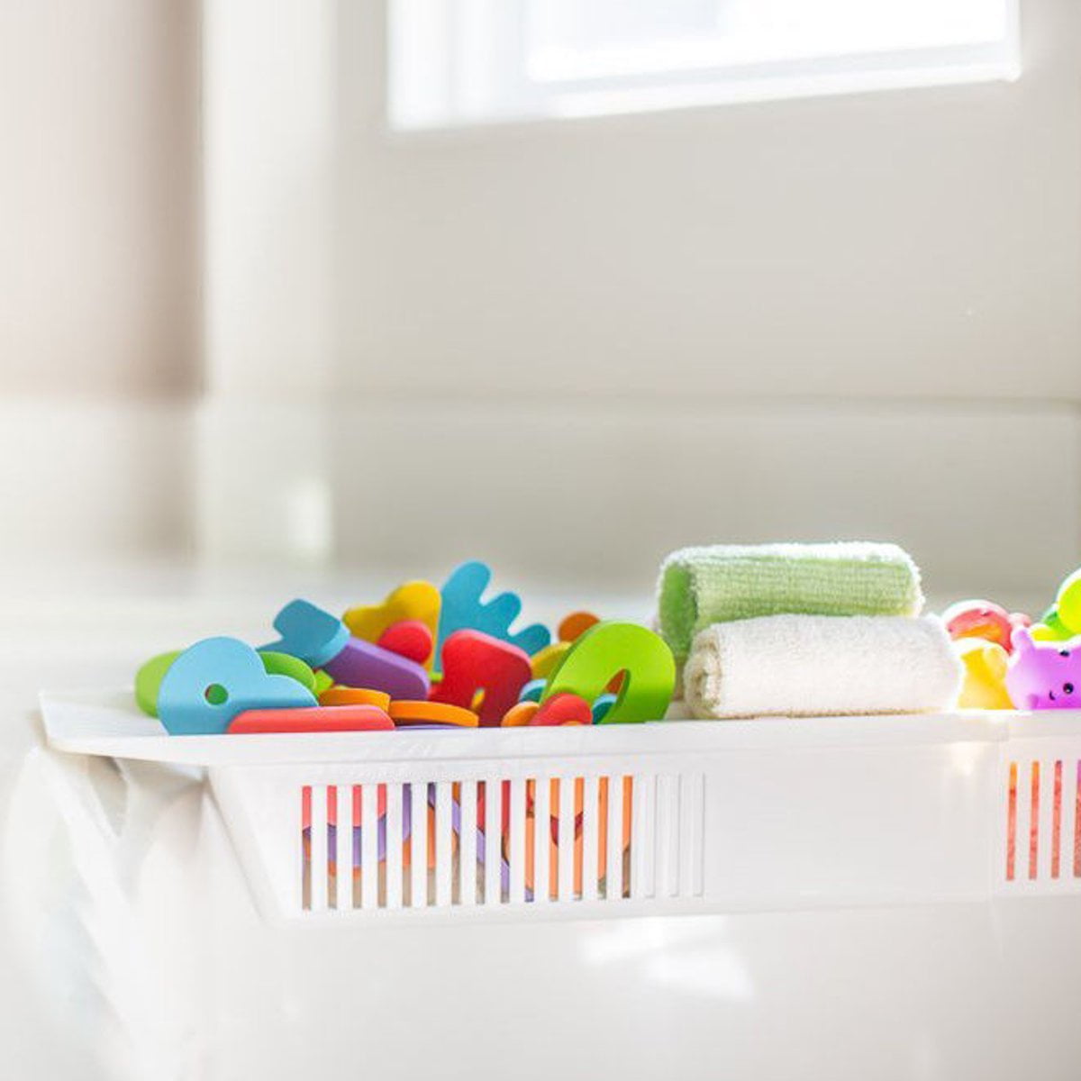White AMAZING Caddy Kids Baby Holder Bath Tub Toy Organizer Basket Adjustable 