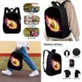 thumbnail image 2 of XYZCANDO Vintage Fire Softball Print Bookbag Set Fashion 17 Inch School Book Bag with Lunch Bag and Pencil Case Back-to-School Set for Boys Girls Knapsack with Zipepr Pocket, 2 of 4