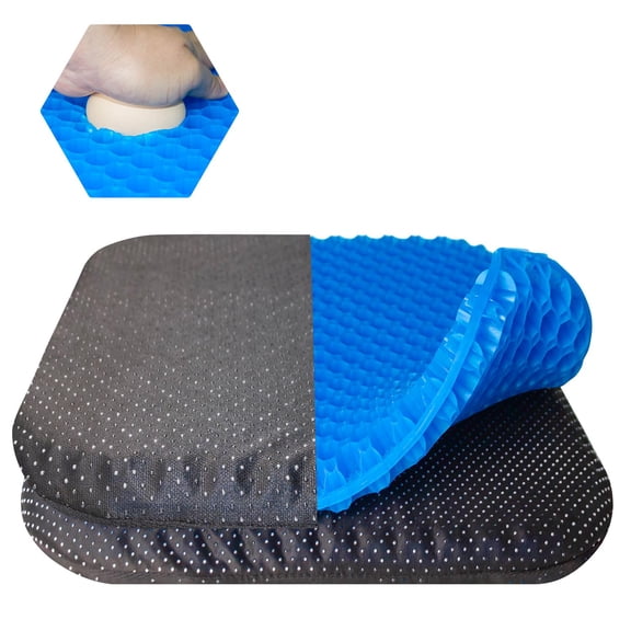 Large Gel Seat Cushion for Long Sitting - 18 x 17 Inches, with Non-Slip Cover, Soft & Breathable, Gel Chair Cushion for Wheelchair, Car, Desk, Home, Office Chair, Hip Pain Relief