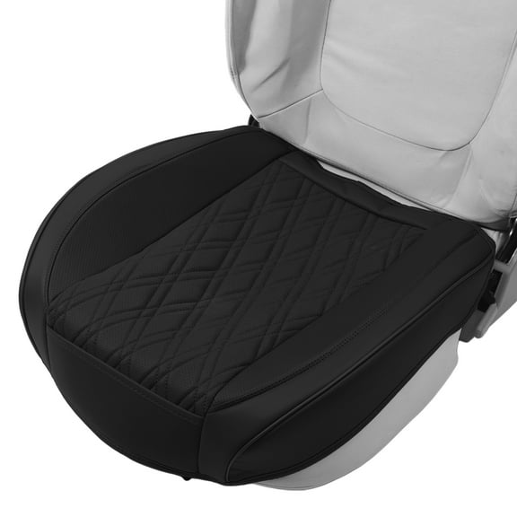 Unique Bargains Car Bottom Seat Pad Cover Black Faux Leather Rhombus Semi-enclosed Stereo Universal for Car SUV Truck 1 Pc