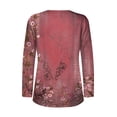 thumbnail image 4 of LbsKUS Clearance Deals,Womens Long Sleeve Tops V Neck Casual Shirts Retro Stylish Pullover Boho Floral Print Vintage Shirts Fall Clothes(Wine,Small), 4 of 4