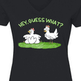 thumbnail image 4 of Inktastic Hey, Guess What? Chicken Butt Women's V-Neck T-Shirt, 4 of 5