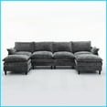 thumbnail image 2 of Modern Chenille 6-Seater Modular Sofa U-Shaped Convertible Sectional with 2 Armrest Pillows for Living Room Apartment Dark Gray, 2 of 15