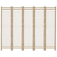thumbnail image 3 of vidaXL Room Divider Foldable 6 Panel Room Divider Screen Bamboo and Canvas, 3 of 63
