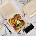 thumbnail image 6 of 50 Pack 3 Compartment Compostable 8x9 Inch Takeout Lunch Box Containers with Lid To Go Take Out Clamshell for Food, Disposable Eco-Friendly Biodegradable Bagasse, PFAS-Free, Brown, 6 of 7
