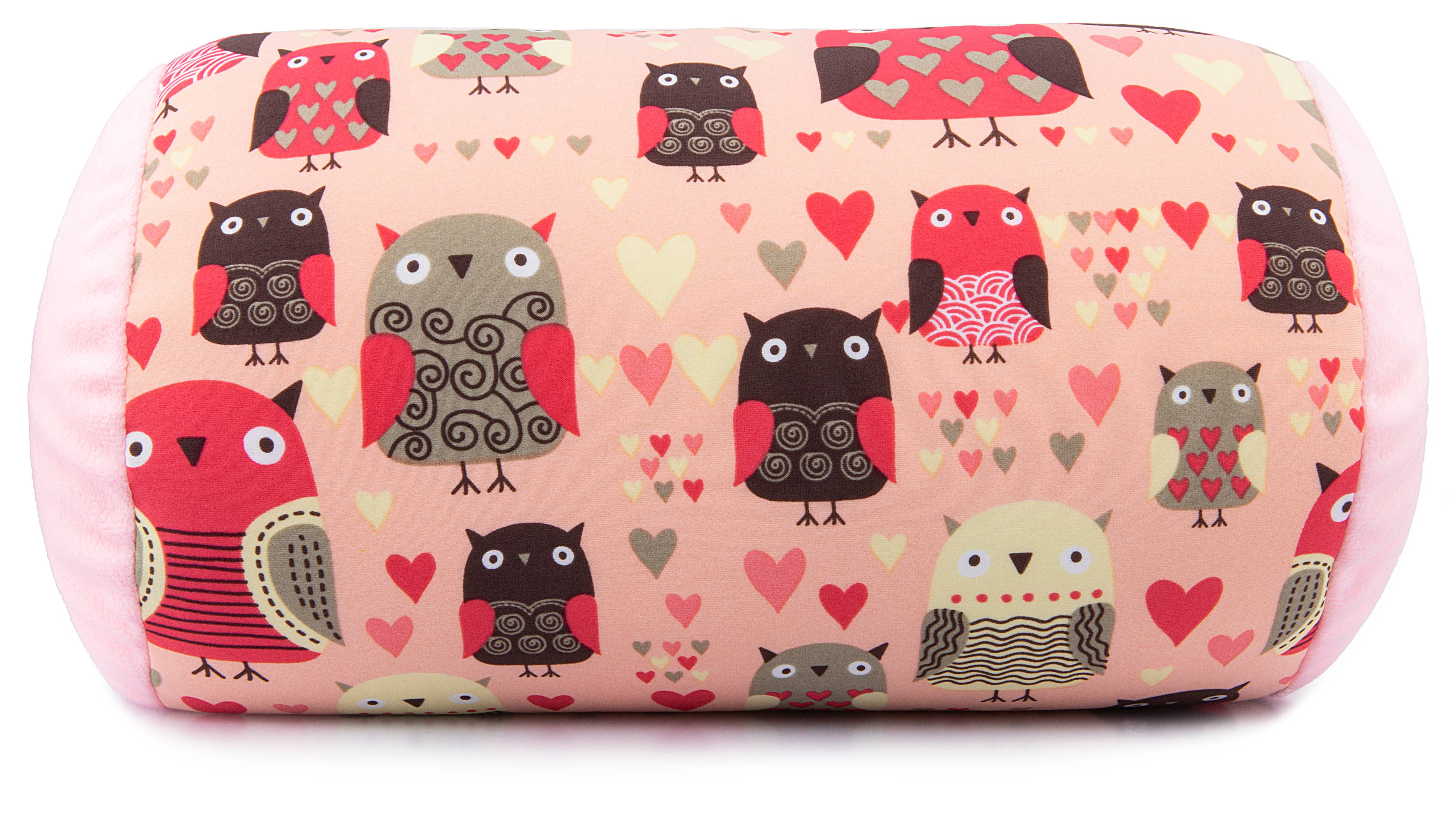 Mooshi Squish Microbead Bed Pillow, 14" x 7" - Airy Squishy Soft Microbeads - Eighteen Fun Bubbly Colors To Choose From - Cuddly And Fun Dormroom Accessory - Bed Pillow, Owl and Hearts