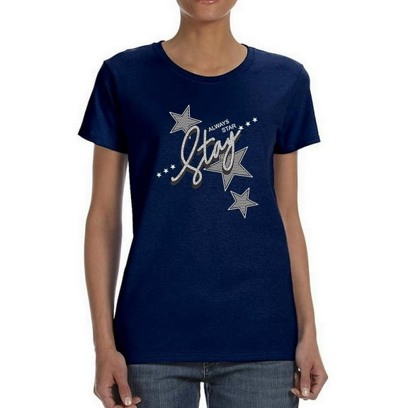 Always Star Silver Glitter Shaped T-Shirt Women -Image by Shutterstock, Female x-Large