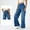 Blue, variant on Women's High-Waisted Pull-On Wide Leg Jeans, Stretchy Elastic Waist Baggy Straight Leg Denim Pants with Pockets, Casual Comfort Fit Trousers, 4 Colors, Sizes XS-XL