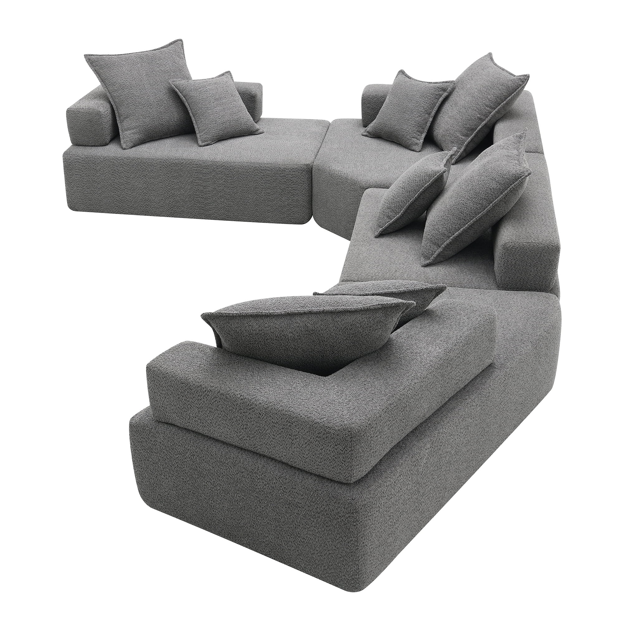 MAYEERTY 156" Oversized U-Shaped Modular Sectional Sofa - Luxury Boucle Convertible Compressed Floor Couch, 4PC Free Combination for Living Room, 2 Colors