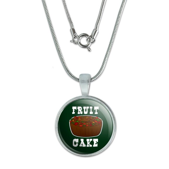 Fruit Cake 0.75" Pendant with Sterling Silver Plated Chain