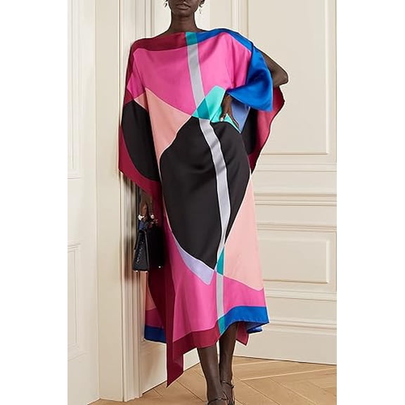 Brisha Creation_Beautifull Silk Crepe Kaftan,Party wear stylish kaftan,Islamic Casual Printed Kaftan,Womens Night Wear Soft & smooth kaftan.