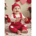 thumbnail image 5 of BemeyourBBs Newborn Baby Boys Valentines Day Outfits Lover Boy Letters Embroidery Long Sleeve Romper with Overalls Pants Set Cute Infant Spring Clothes, 5 of 9