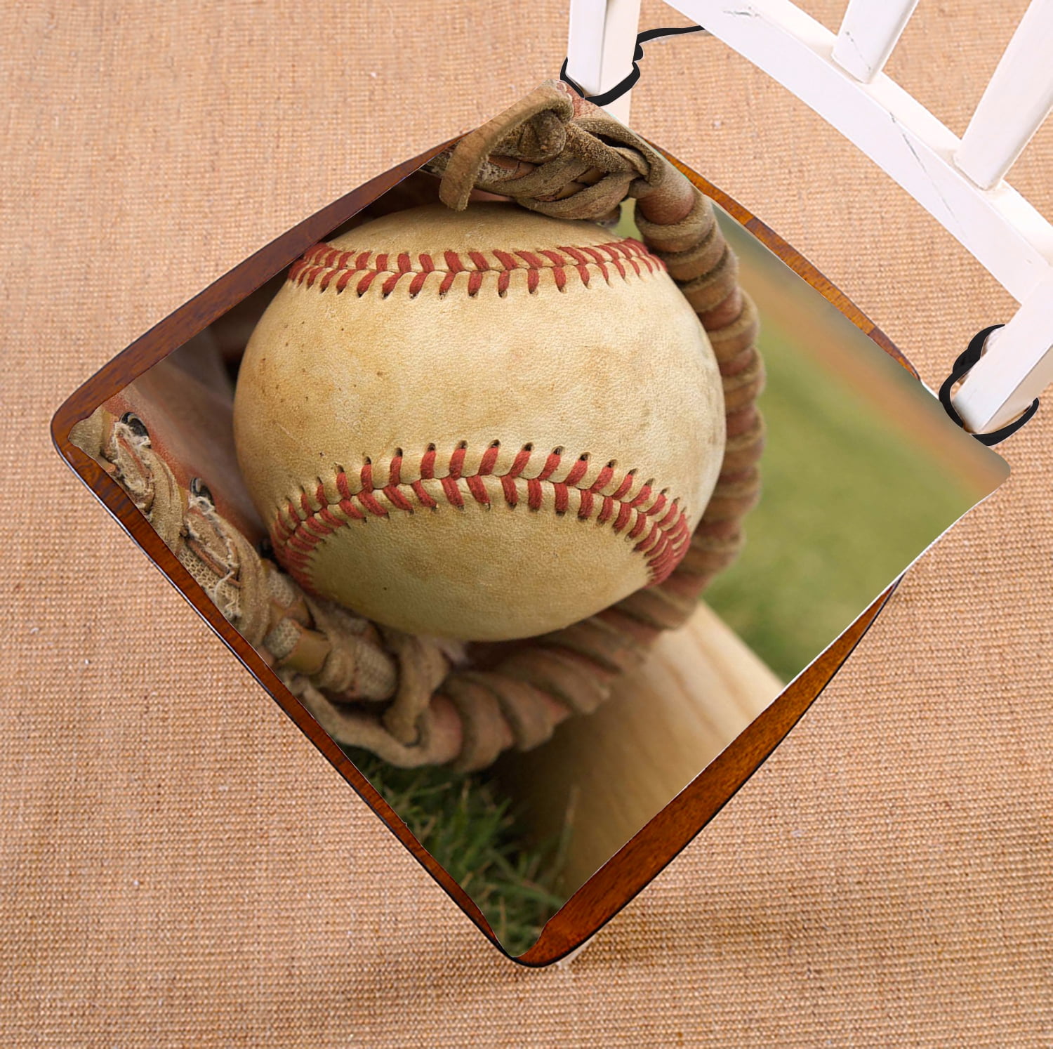 GCKG Vintage Baseball Mildrew Resistant Chair Pad Seat Cushion Chair