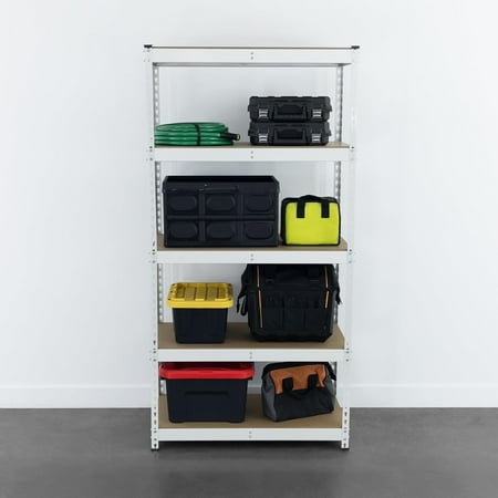 

Modular Garage Shelving - 5 Tier Storage Shelves Tall Metal Rack Shelves for Storage Heavy Duty Steel Shelf Organizer for Garage Or Kitchen Pantry 48 x 18 x 72
