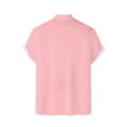 thumbnail image 6 of Mens Shirts Hawaii Printed Stripe Short Sleeve Button Down Lapel Blouses Beach Casual Loose Summer Tops Pink L, 6 of 6