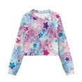 thumbnail image 4 of COEQINE Dropped Shoulder Girls Crop Top, Long Sleeve Oversized Sweatshirt, Soft Crewneck Fall Pullover for Kids Casual Wear Age 13-14, Star Tie-dye Violet Blue, 4 of 7