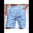 thumbnail image 4 of Pantalones Cortos Cargo para Hombre, Modernos, con Cordón Ajustable, Cintura Elástica y Múltiples Bolsillos. Azul XL, 4 of 9