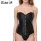 thumbnail image 2 of Corsé hasta cintura deshuesada Cincher Bustier Top Túnica sexy con botones delanteros - Negro, 2 of 5
