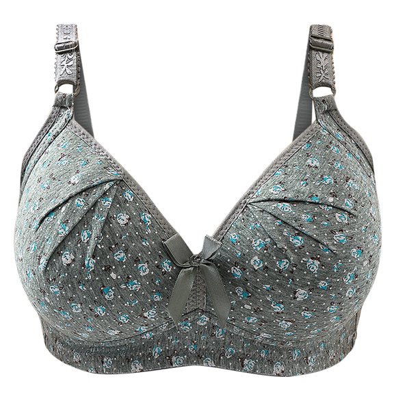 PATLOLLAV Summer Savings Clearance Womens Wire Free Bowknot Print Comfortable Push Up Hollow Out Bra Underwear