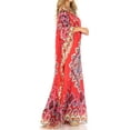 thumbnail image 4 of Sakkas Jabari Women's Maxi Short Sleeve Long Beach Kaftan Dress Boho Loose Gown - TRR1-Red - One Size, 4 of 5