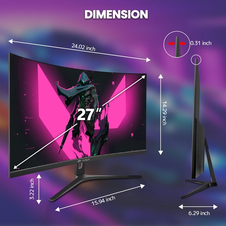 WAIGAA 27インチフルHD 湾曲モニター（未開封） CRUA, 27 Inch Gaming Monitor, 280Hz Curved, Full HD 1080p, 1800R