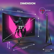 CRUA 27 280Hz Curved Gaming Monitor, Full HD 1080p, 1800R Curvature VA Panel, 120% sRGB, AMD FreeSync, Low Blue Light, DP 1.2/HDMI 1.4, Wall Mountable-Black