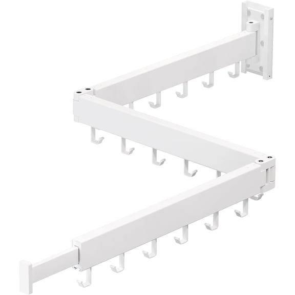 PLERISE Wall Mounted Clothes Drying Rack, Retractable Collapsible Tri-Fold Laundry Space Saver, White