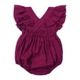 thumbnail image 7 of mgoYE Baby Girls Playsuits Ruffled Bodysuit 3 6 12 18 Month Fly Sleeve Romper Newborn Cotton Linen Jumpsuit Infant Summer Clothes(Purple,3-6 Months), 7 of 7