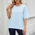 thumbnail image 6 of Women Crew Neck Half Sleeve Sweatshirt Tops Summer Loose Elbow Length Tee Shirts Business Casual Blouses Womens Solid Shirt Tunic Raglan Women's Tee Shirts Shirts for Women Trendy Plain Tees for Women, 6 of 7