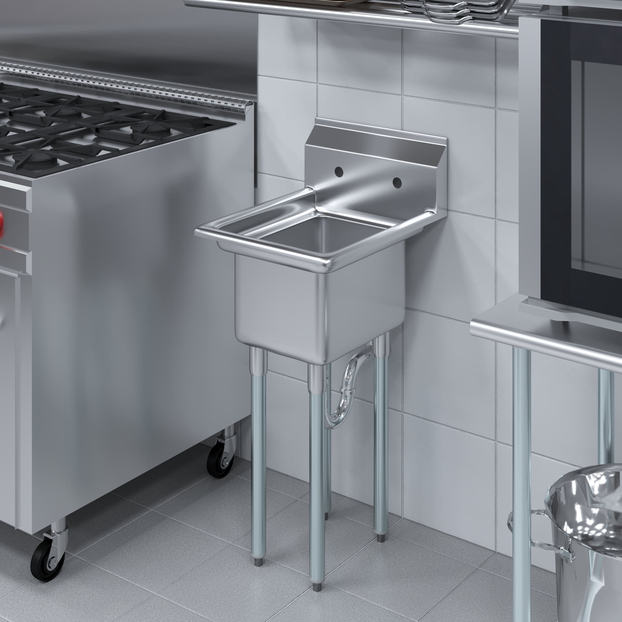 AmGood  22 in. x 18 in. Stainless Steel One Compartment Sink with 12 in. x 16 in. x 10 in. Bowl