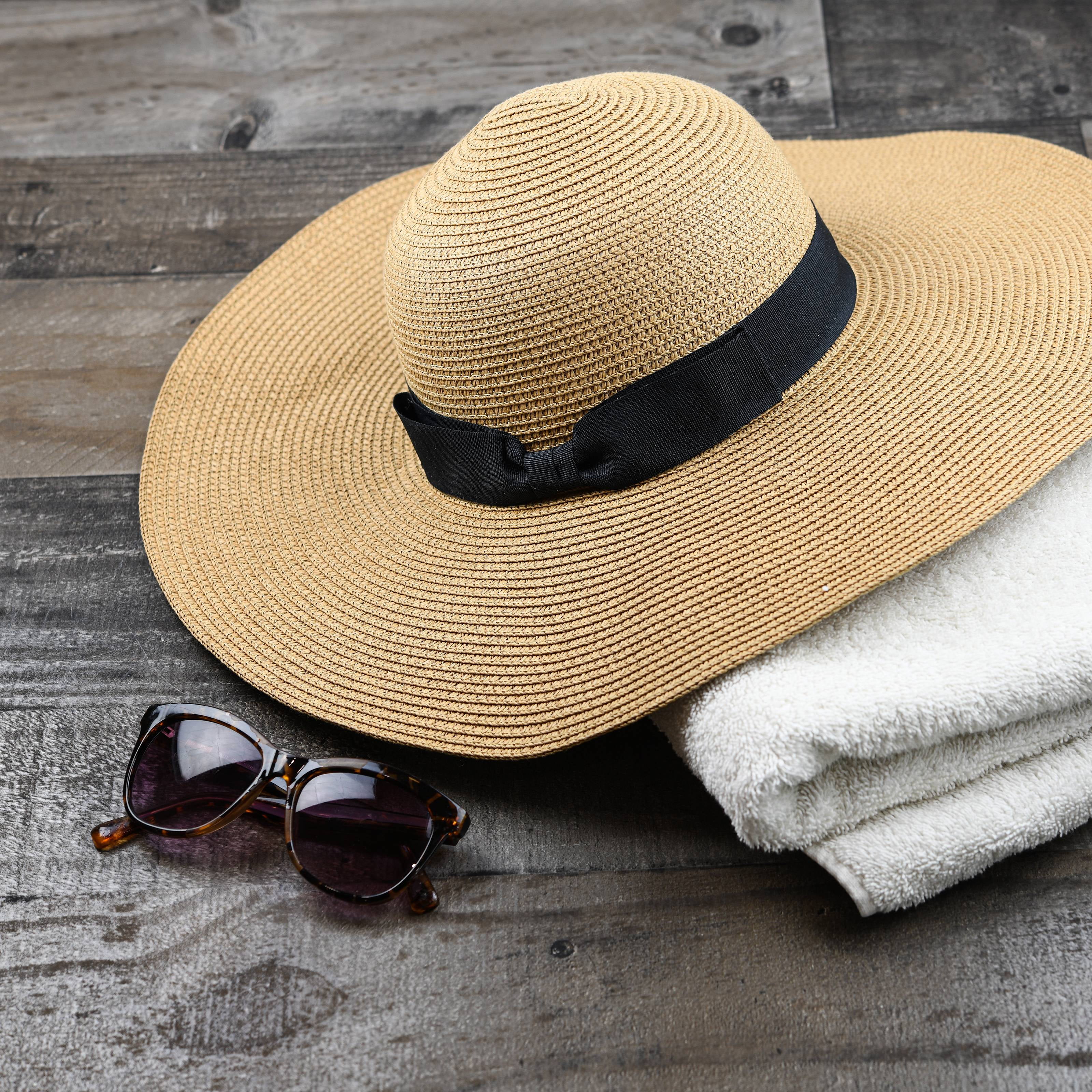 Boho Straw Sun Shielding Black Ban Wide Brim Panama Hat 1ead7860ebd11b8850a4e62056f130  main image 3