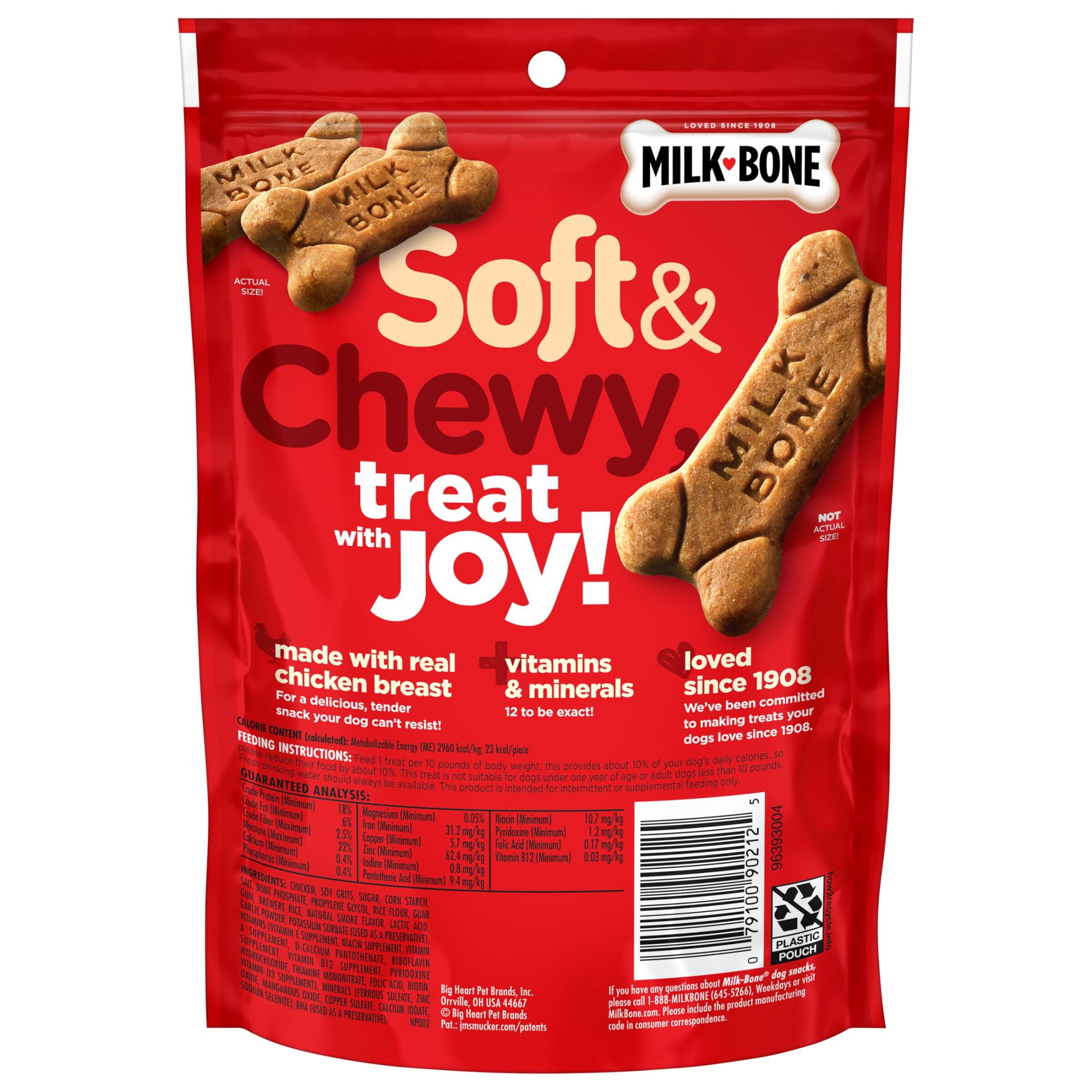 (2 pack) Milk Bone Soft & Chewy Dog Treats, Made with Real Chicken, 5.6 Ounce Pouch