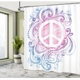 thumbnail image 5 of Ambesonne Groovy Shower Curtain, Peace Sign and Swirls, 69"Wx75"L, Pink Blue White, 5 of 5