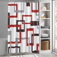 thumbnail image 3 of Mid Century Abstract Red Fabric Shower Curtain Geometric Modern Washable Shower Curtains for Bathroom, Waterproof Bath Curtain with Hooks Home Decor 36x72in, 3 of 8