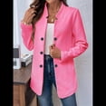 thumbnail image 4 of Blazer de Mujer con Cuello Alto, Informal, de Larga, Cruzado, Elegante, para Oficina y Negocios Rosa Roja M, 4 of 9
